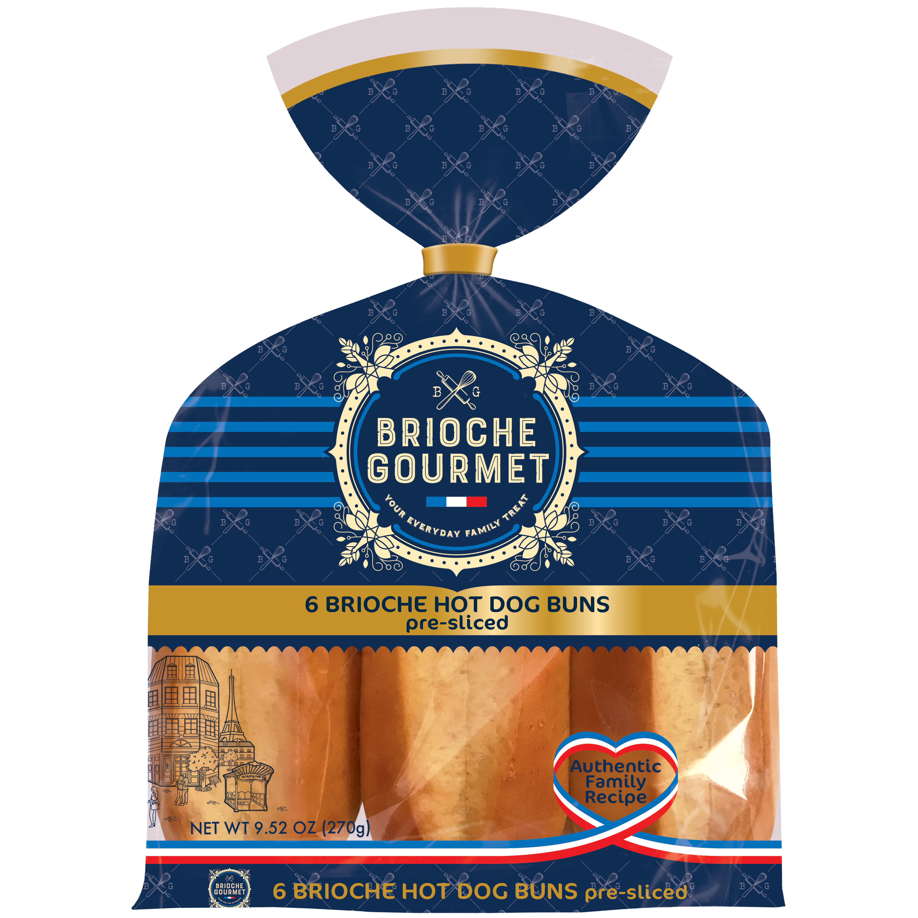 7367 PACKAGE Brioche Hotdog Buns - Brioche Gourmet