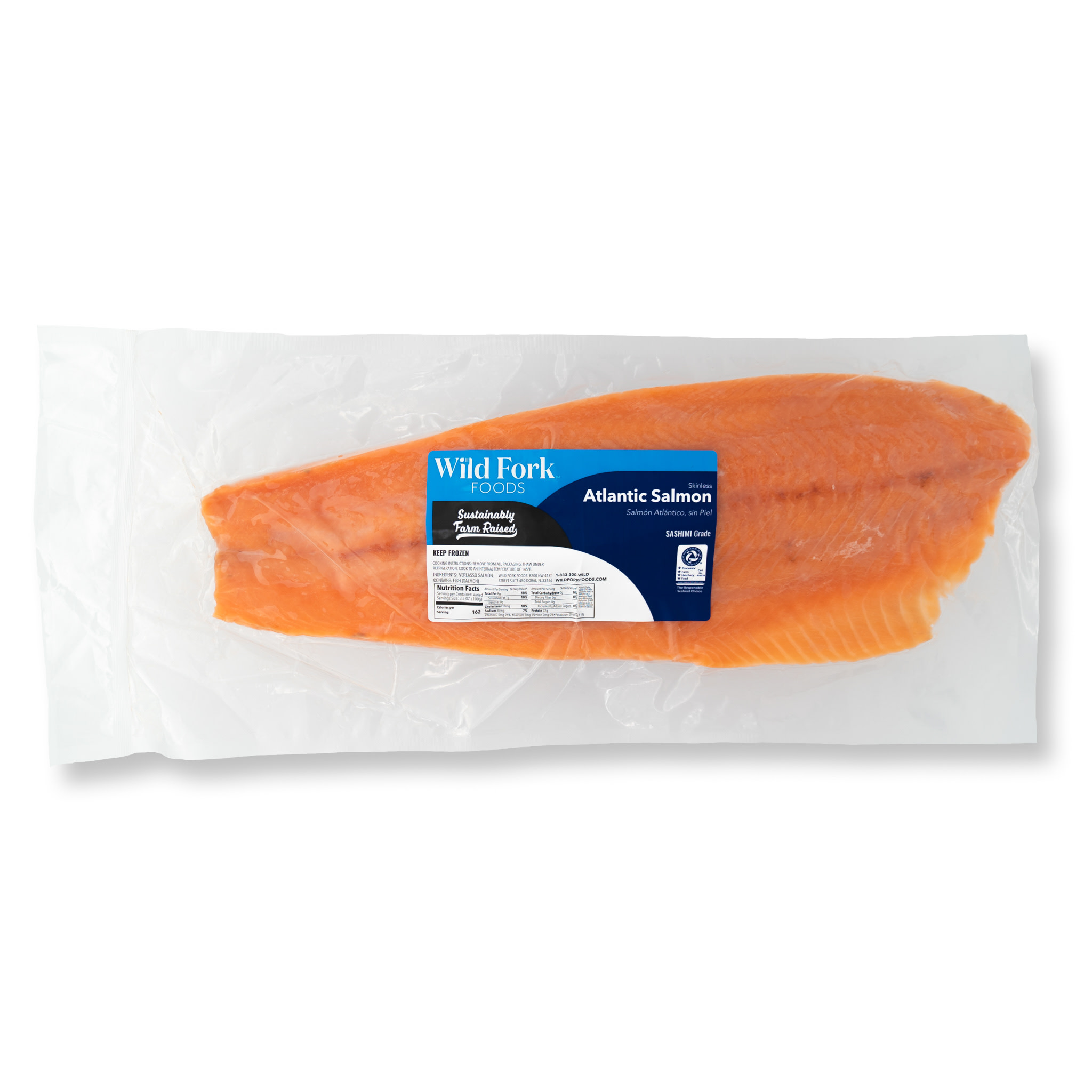 6100 WF PACKAGED Skinless Sashimi Grade Atlantic Whole Salmon Fillet Seafood