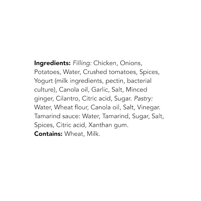 WFC 2032 NB ValueAdd ChickenTikkaSamosas Ingredients