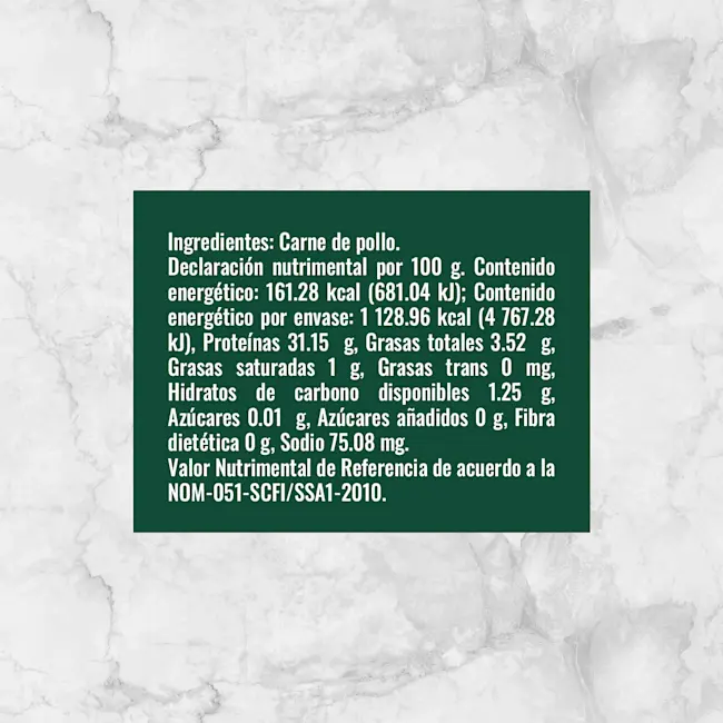 80559 PECHUGA DE POLLO CORTE MARIPOSA Info Nutrimental