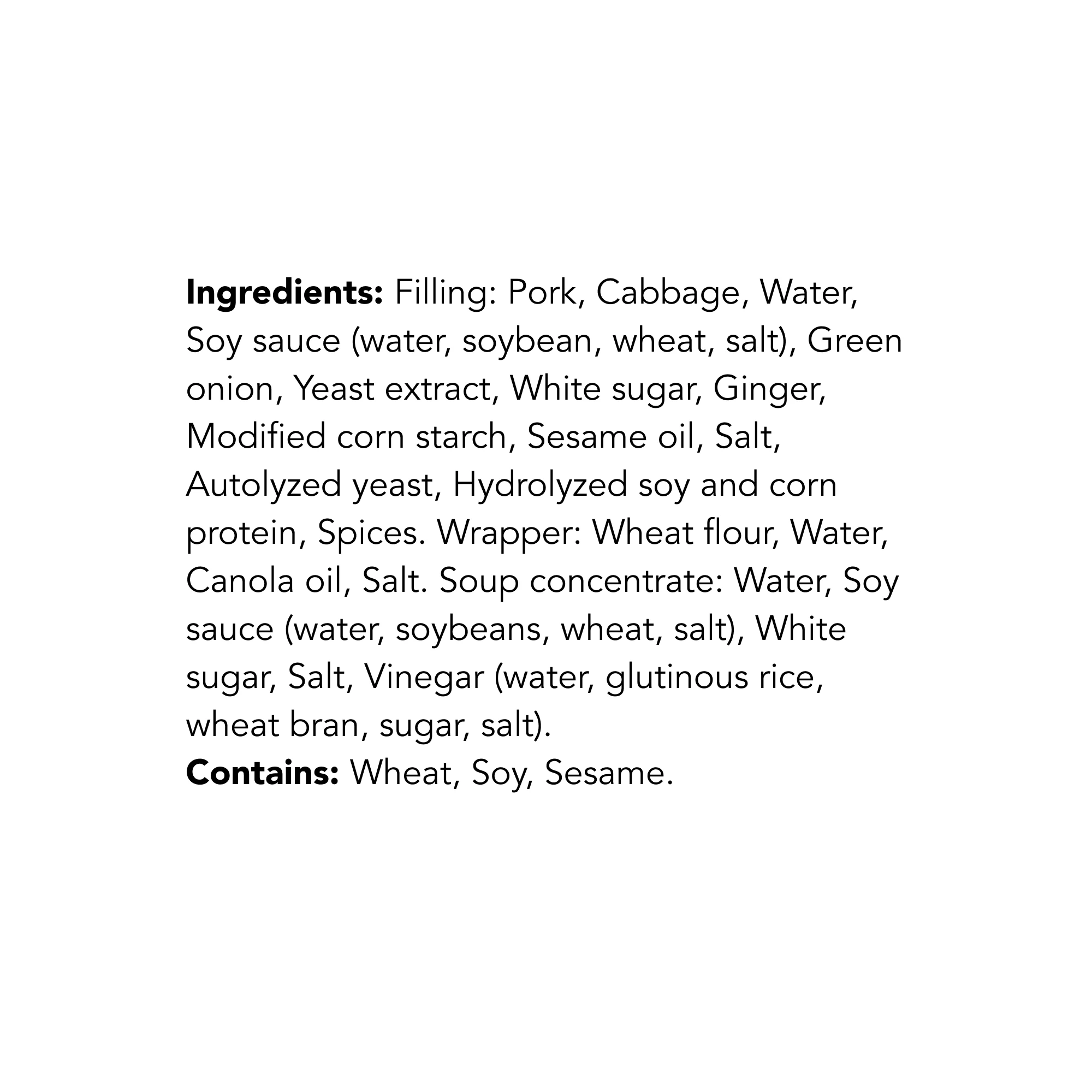 WFC 2038 ValueAdd WontonSoupKit PorkVegetable Ingredients