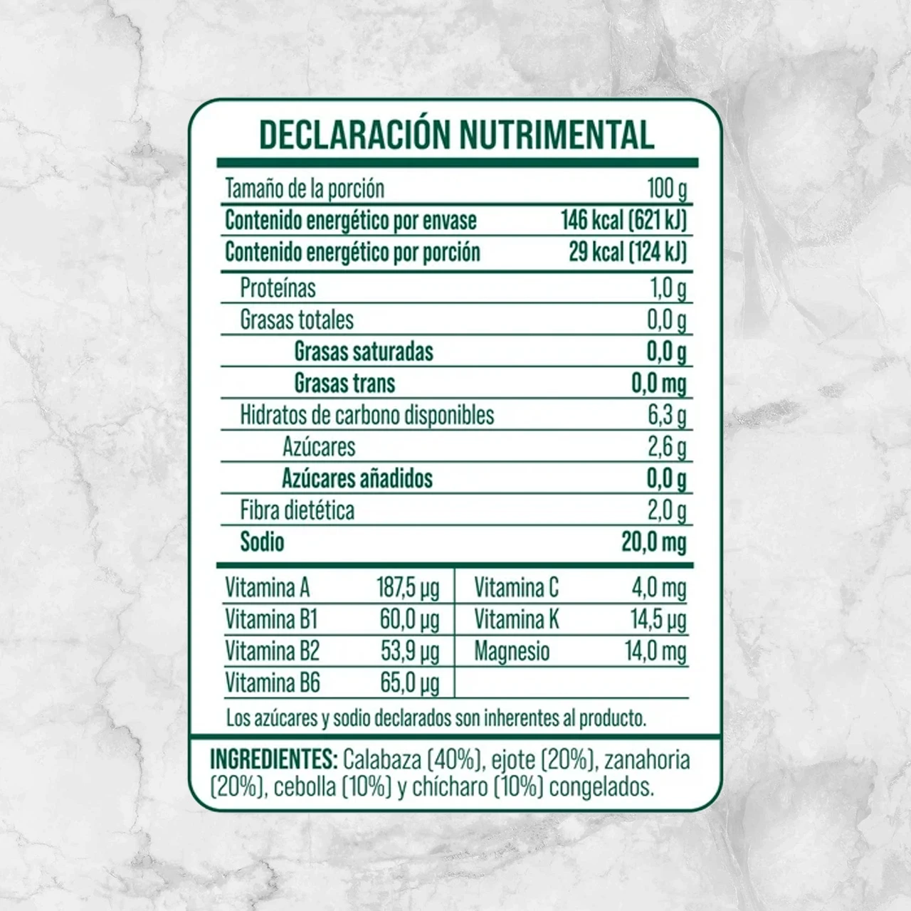 82286 COSECHA FRESCA 500 GR Info Nutrimental