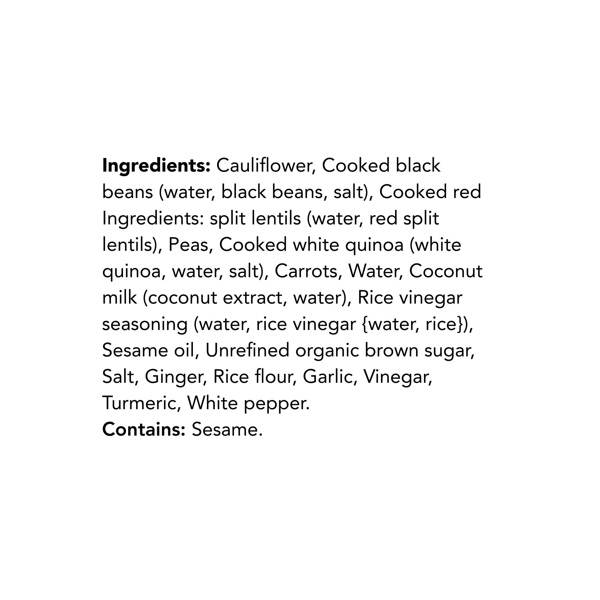 WFC 2562 NB ValueAdd CoconutCauliflowerMeal Ingredients