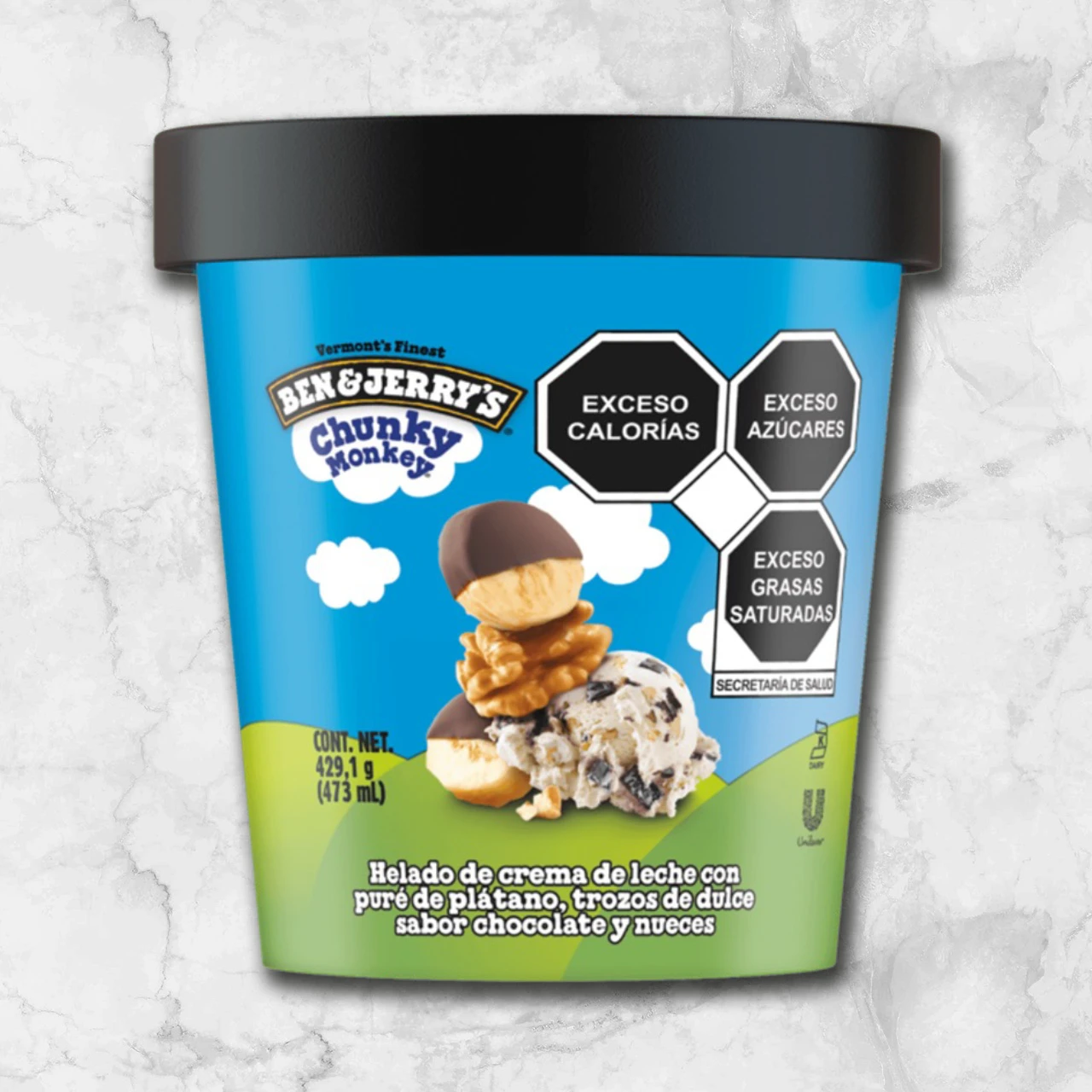 82194 WFMex packaged HELADO B&J CHUNKY MONKEY 473ml Postres