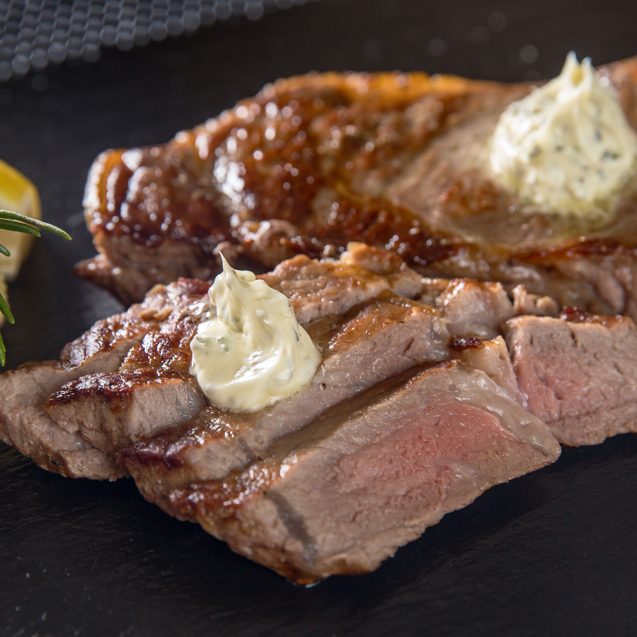 New York Strip Steak With Rosemary Butter