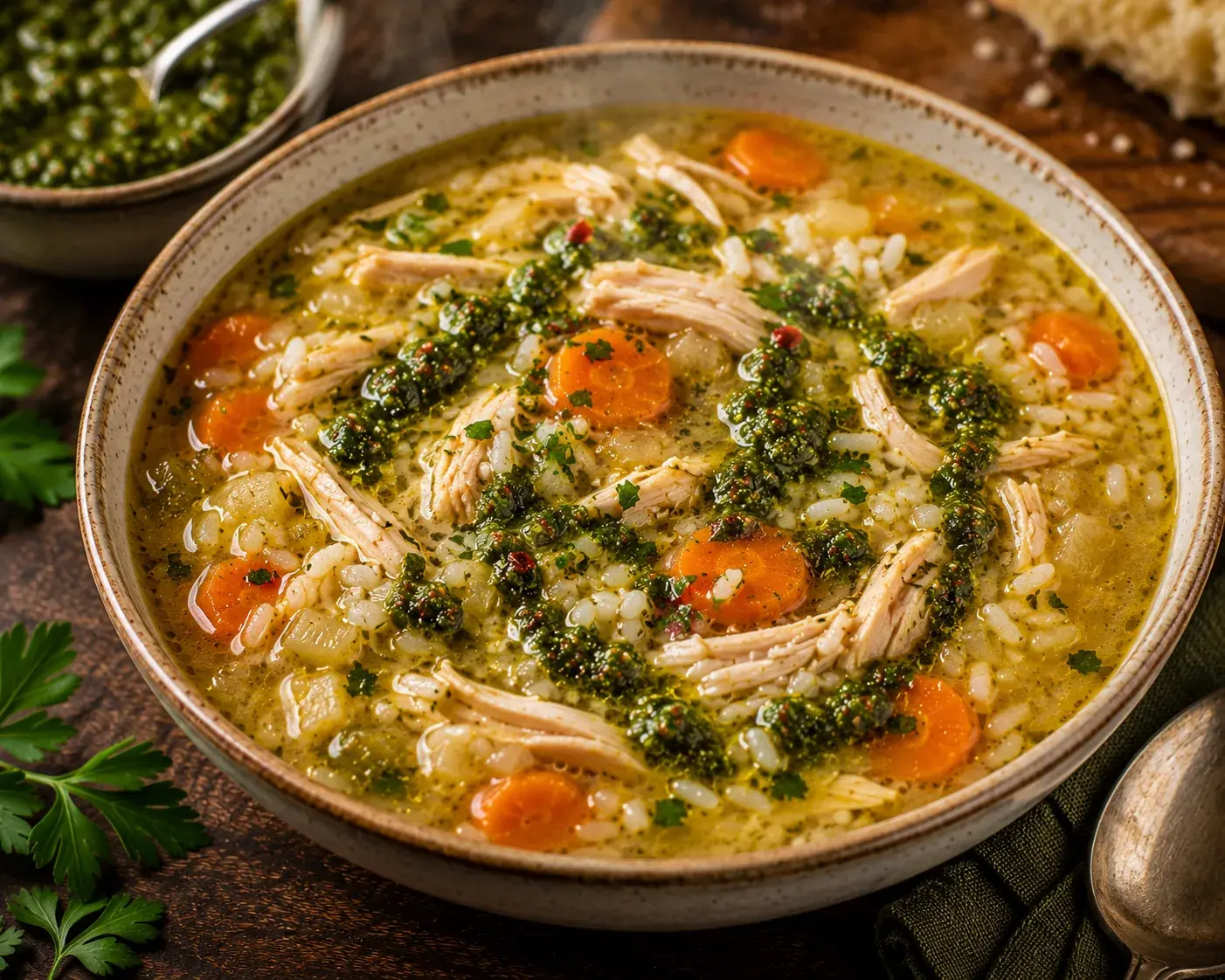 Chimichurri Chicken & Rice Soup