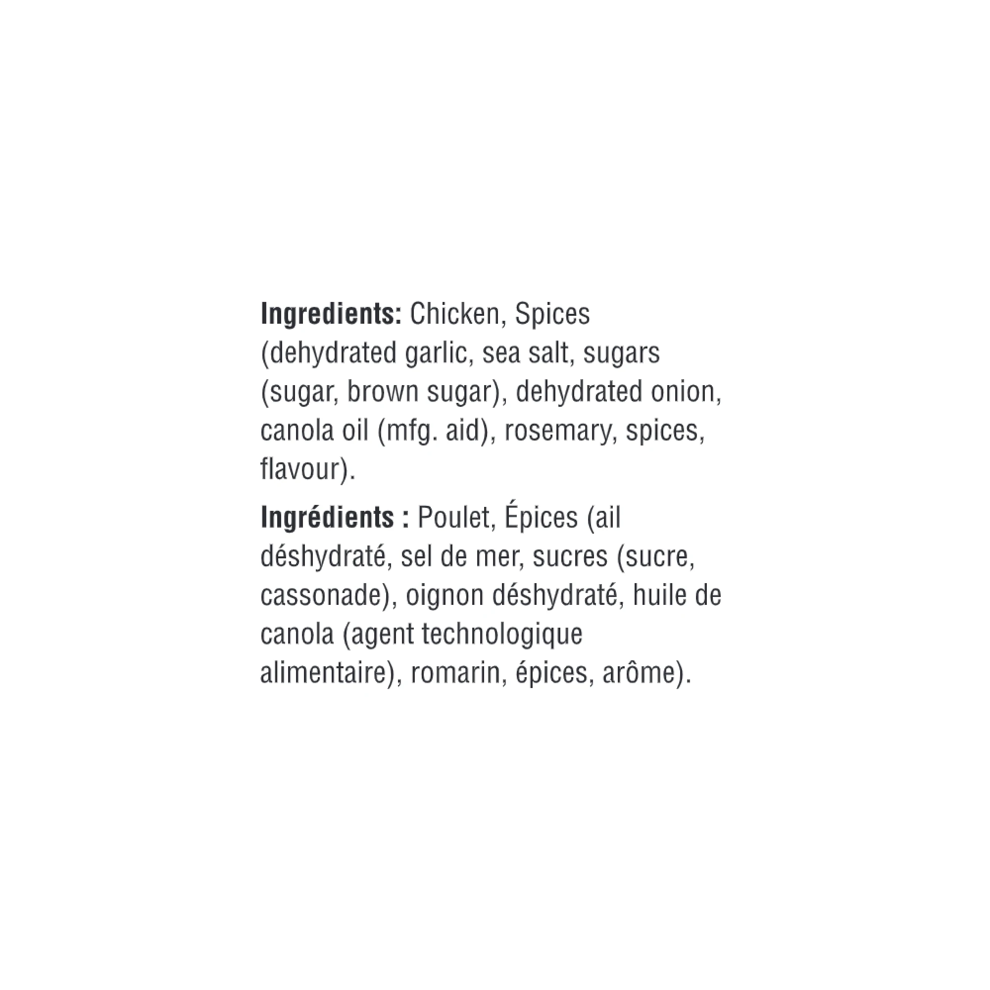 WFC 7025 7092 Chicken Whole RosemaryGarlic Ingredients