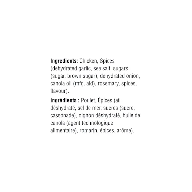 WFC 7025 7092 Chicken Whole RosemaryGarlic Ingredients