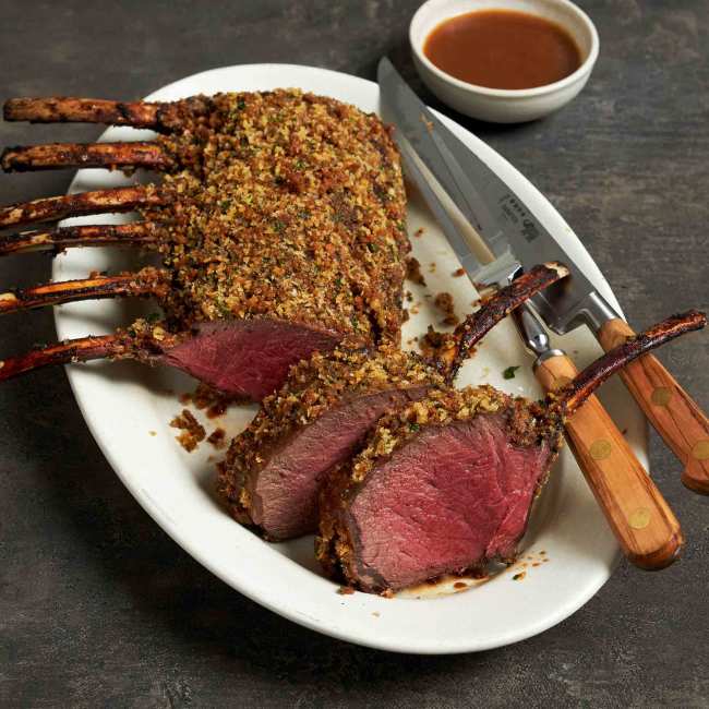 5703 WF PLATED Venison Frenched Rib Rack Ginger Sauce Specialty Meats