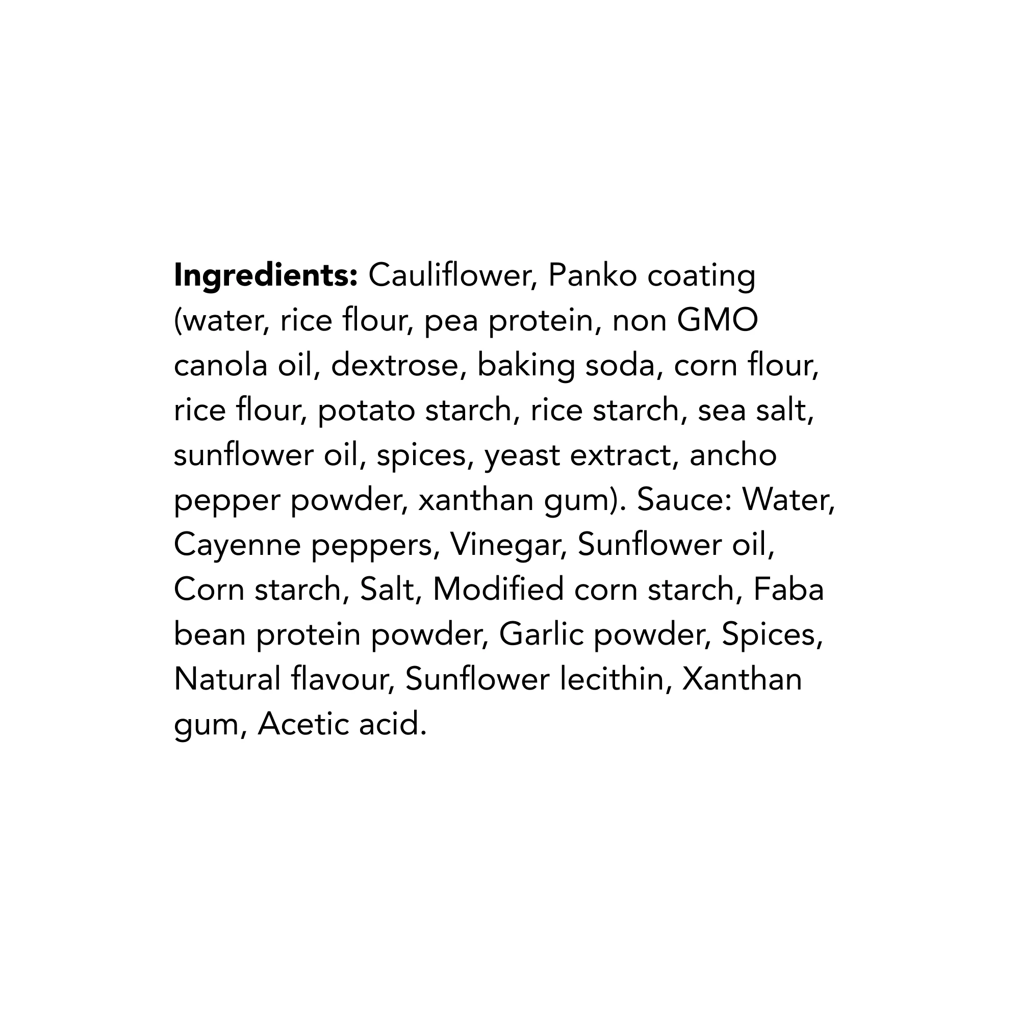 WFC 2046 NB ValueAdd BuffaloCauliflower Ingredients