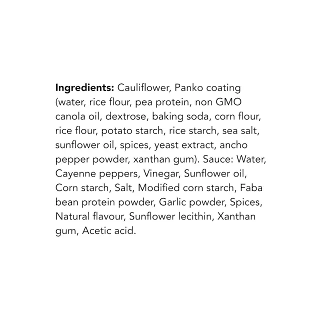 WFC 2046 NB ValueAdd BuffaloCauliflower Ingredients