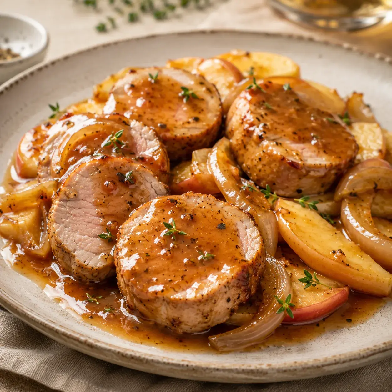 Pork Tenderloin Medallions with Apple Cider Pan Sauce