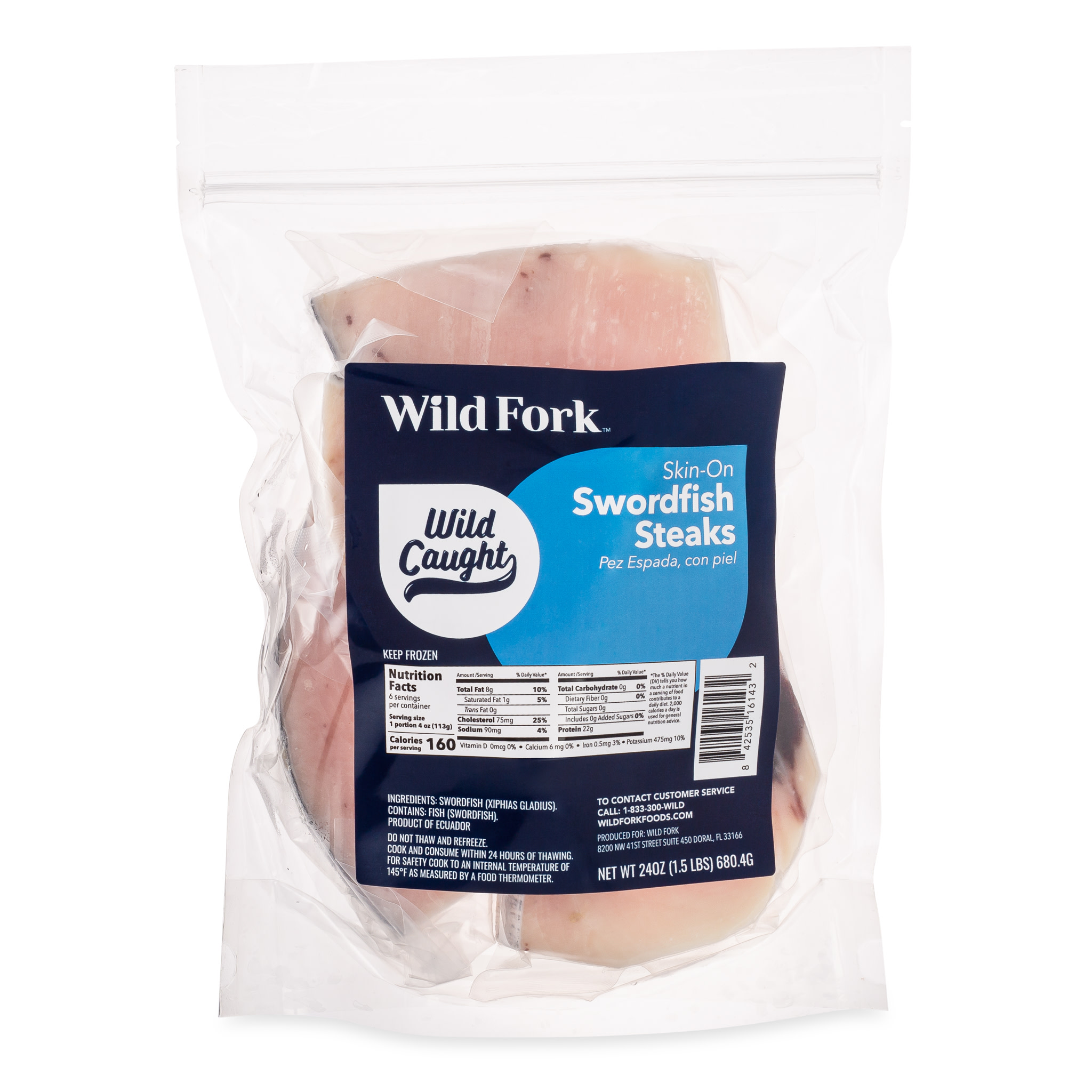 6143 WF PACKAGED Skin-On Swordfish Steaks Seafood