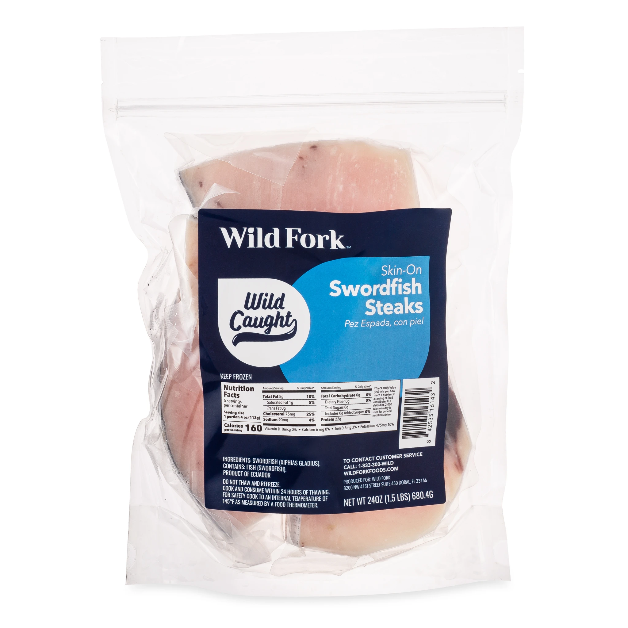 6143 WF PACKAGED Skin-On Swordfish Steaks Seafood