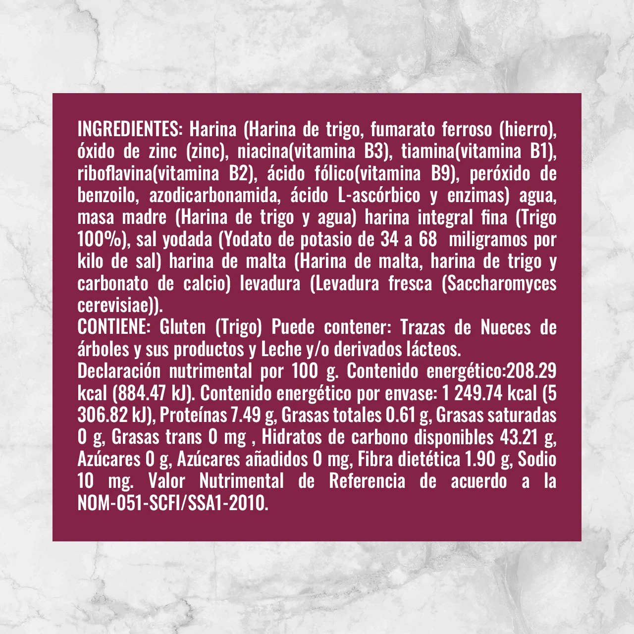 82281 PAN CAMPESINO WF 600g Info Nutrimental