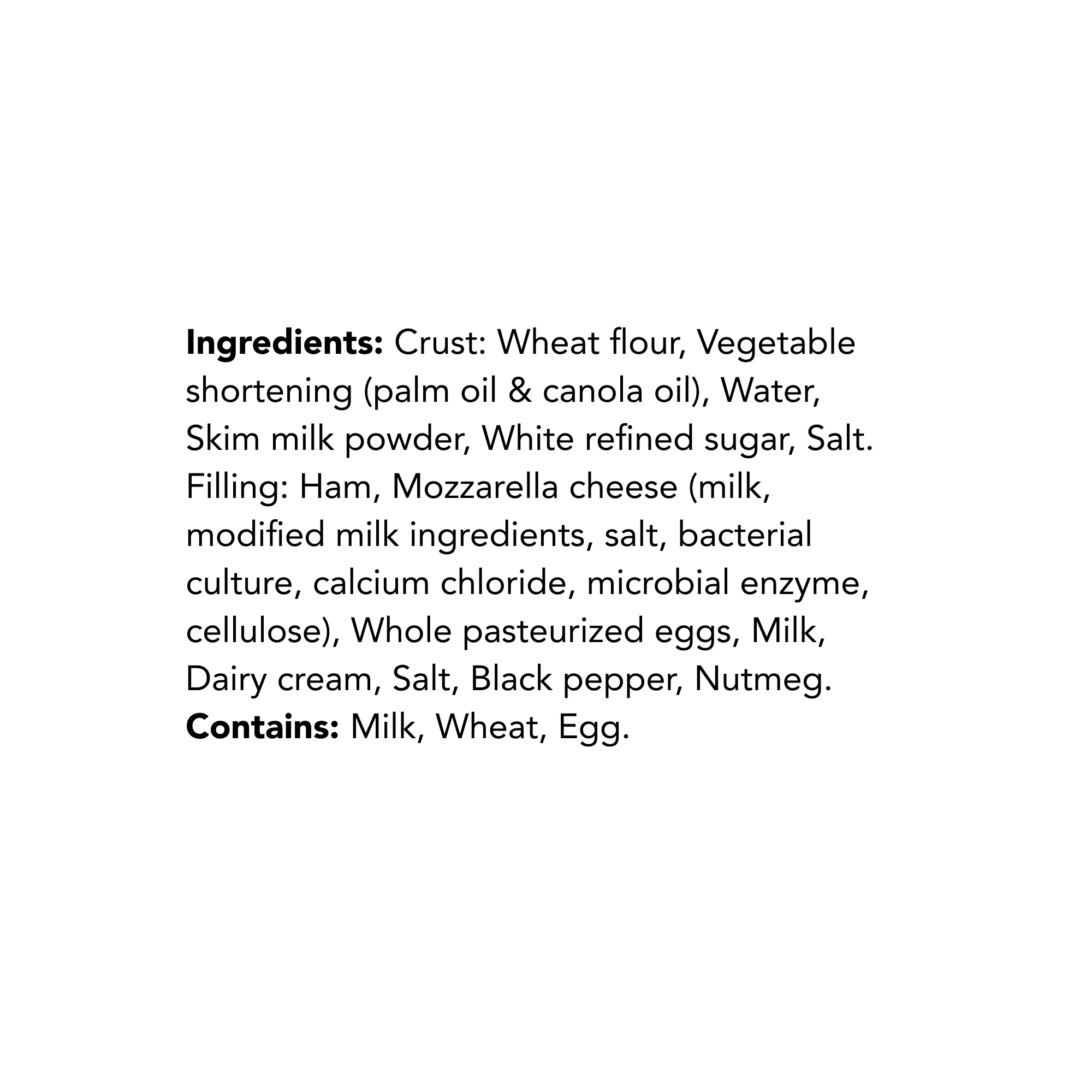 WFC 2501 NB ValueAdd Quiche HamCheese Ingredients