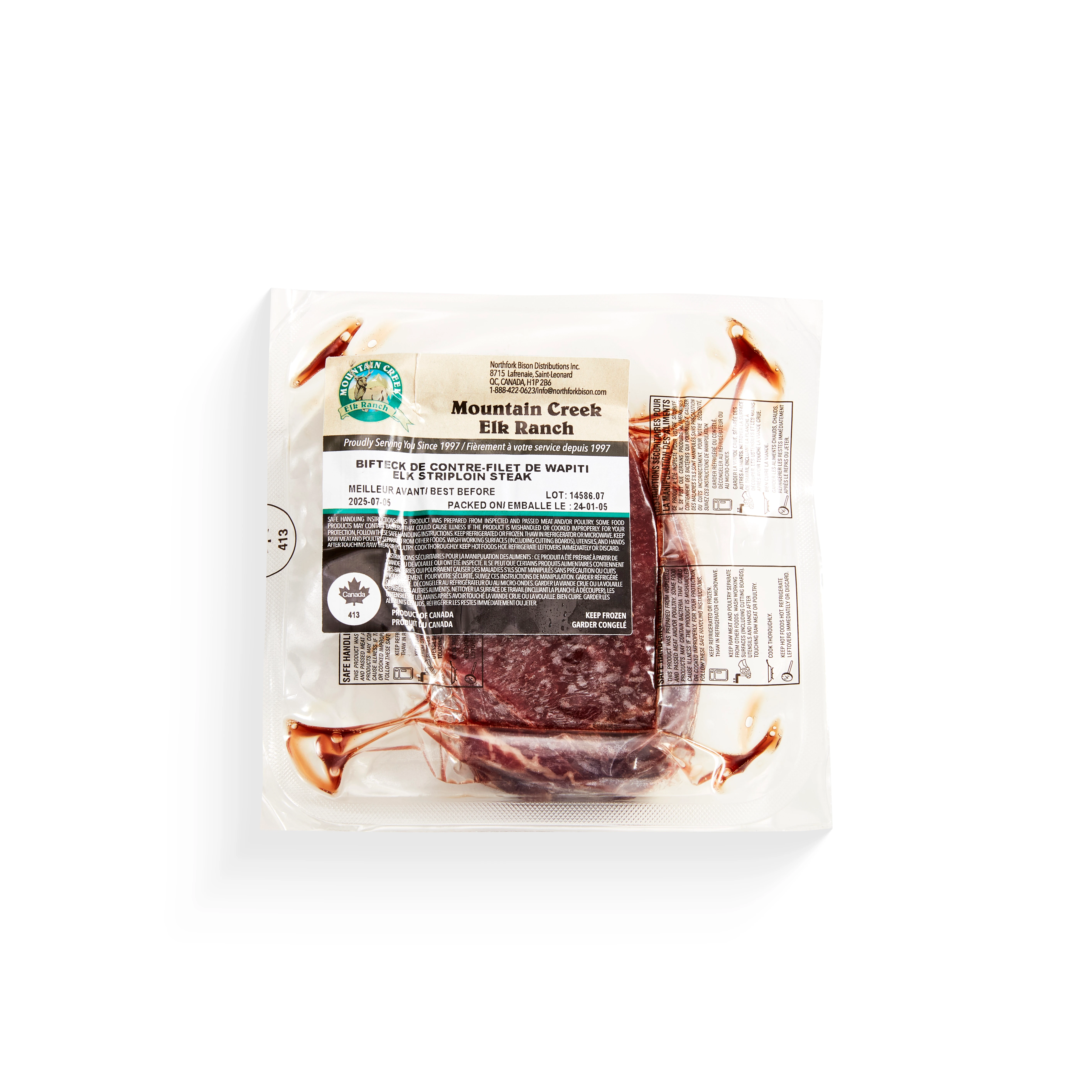 WFC 8262 NB Elk Striploin Steak PD