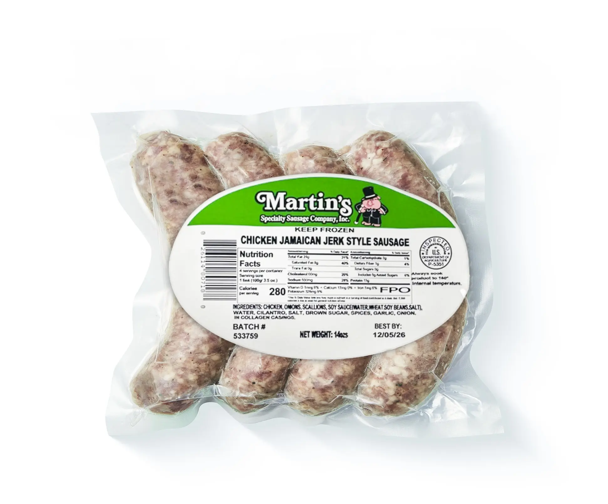 3828 Packaging Chicken Jamaican Jerk Sausage - Martin's