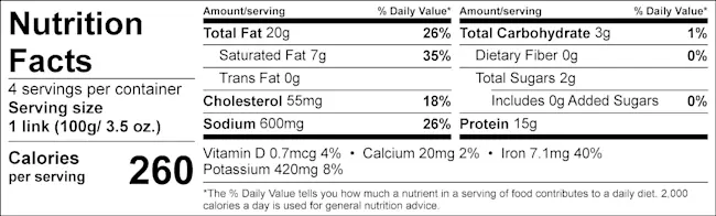 3838 NFT Pork Beer Bratwurst Links 14oz