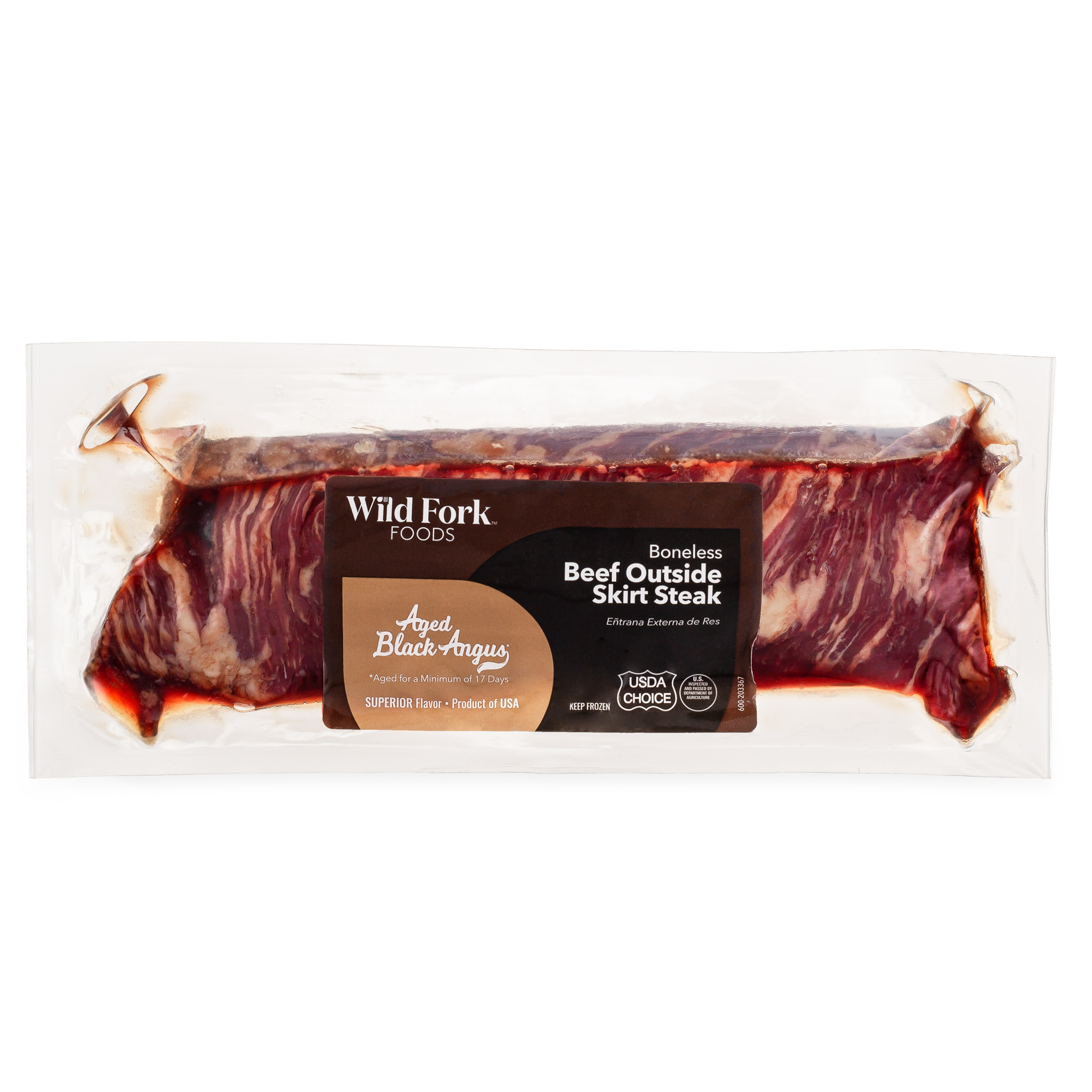 1233 WF PACKAGED USDA Choice Black Angus Beef Outside Skirt Steak Beef