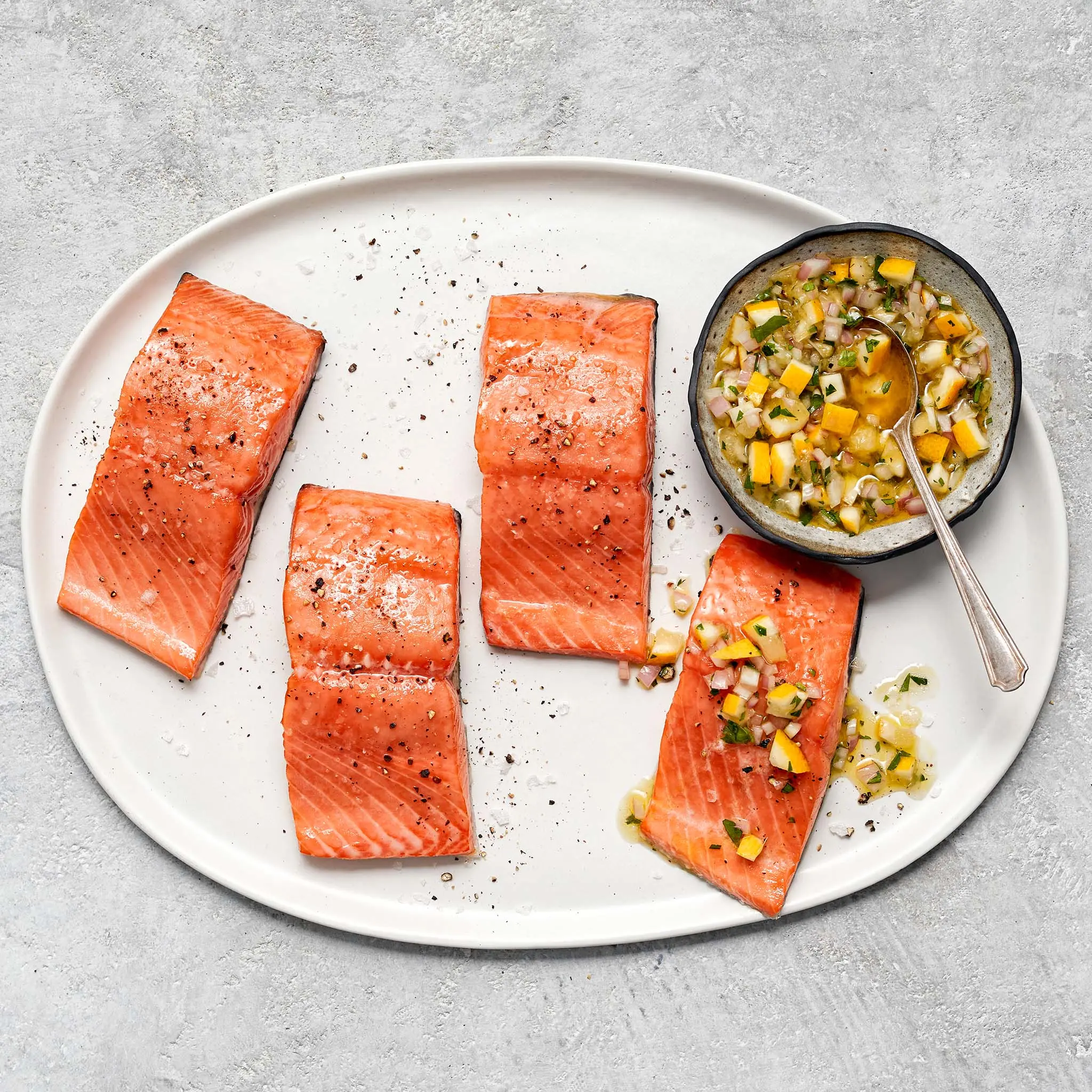 6318 6141 WF PLATED wild salmon lemon relish Seafood