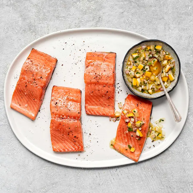 6318 6141 WF PLATED wild salmon lemon relish Seafood