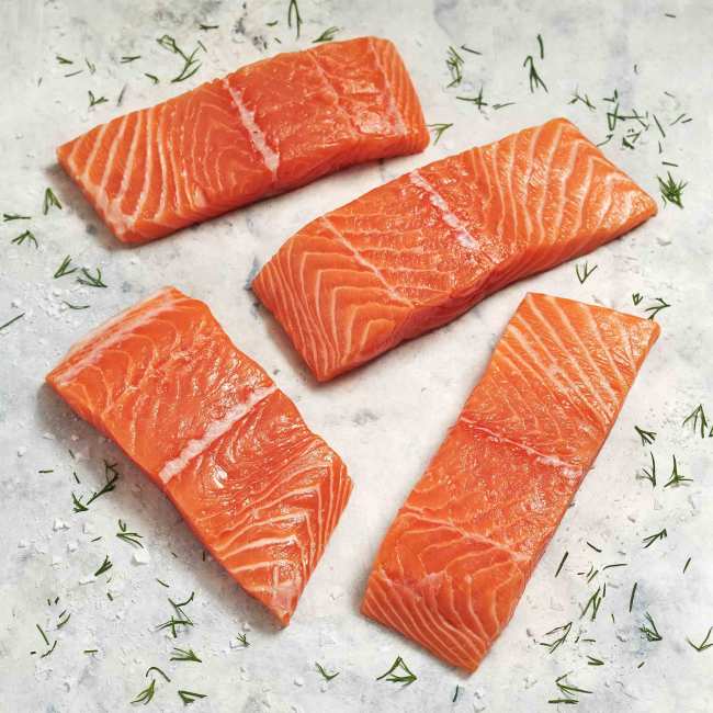 6142 WF Raw Skinless Atlantic Salmon Fillets Seafood