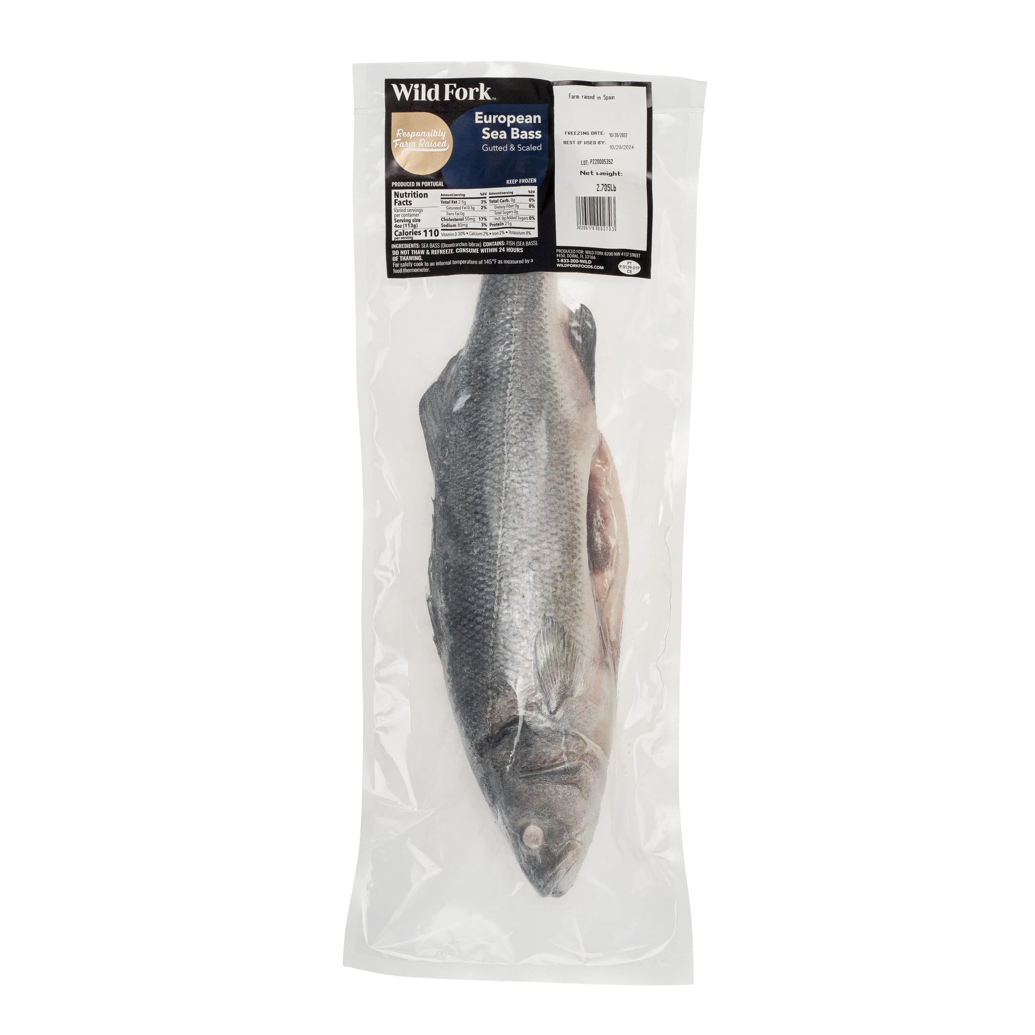 6178 WF PACKAGED WHOLE EUROPEAN SEA BASS SEAFOOD