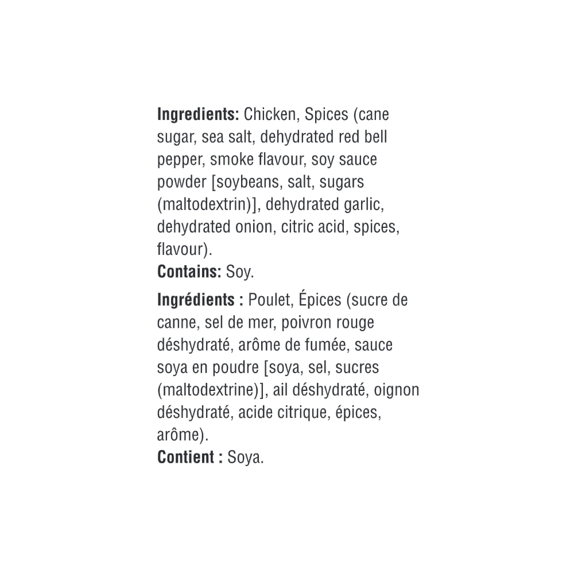 WFC 7027 7094 Chicken Tenderloins SweetSmoky Ingredients