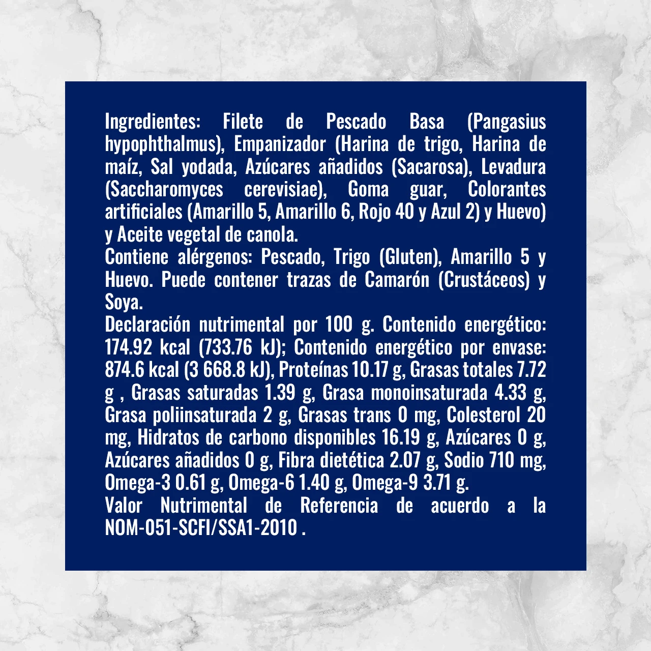 80223 FILETITOS DE PESCADO BASA EMPANIZADOS COCIDOS Info Nutrimental