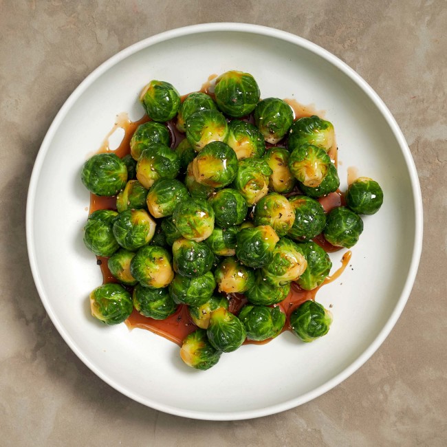 8019 WF Raw Maple Sriracha Glazed Brussels Sprouts Vegetables and Fruits
