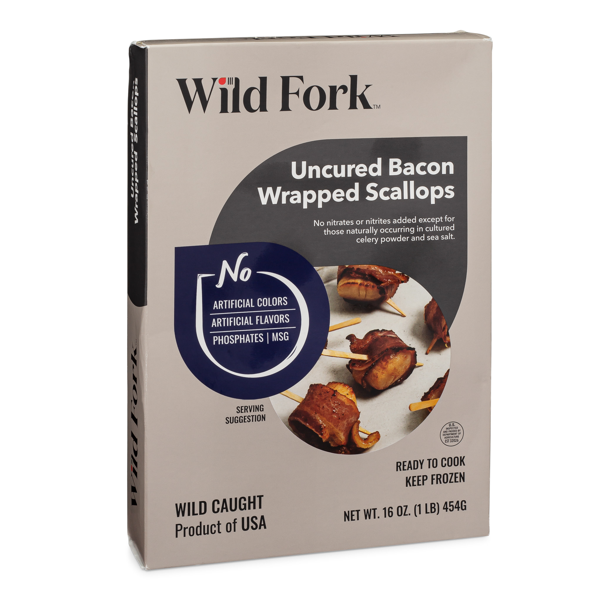 6124 WF PACKAGED Uncured Bacon Wrapped Scallops Seafood
