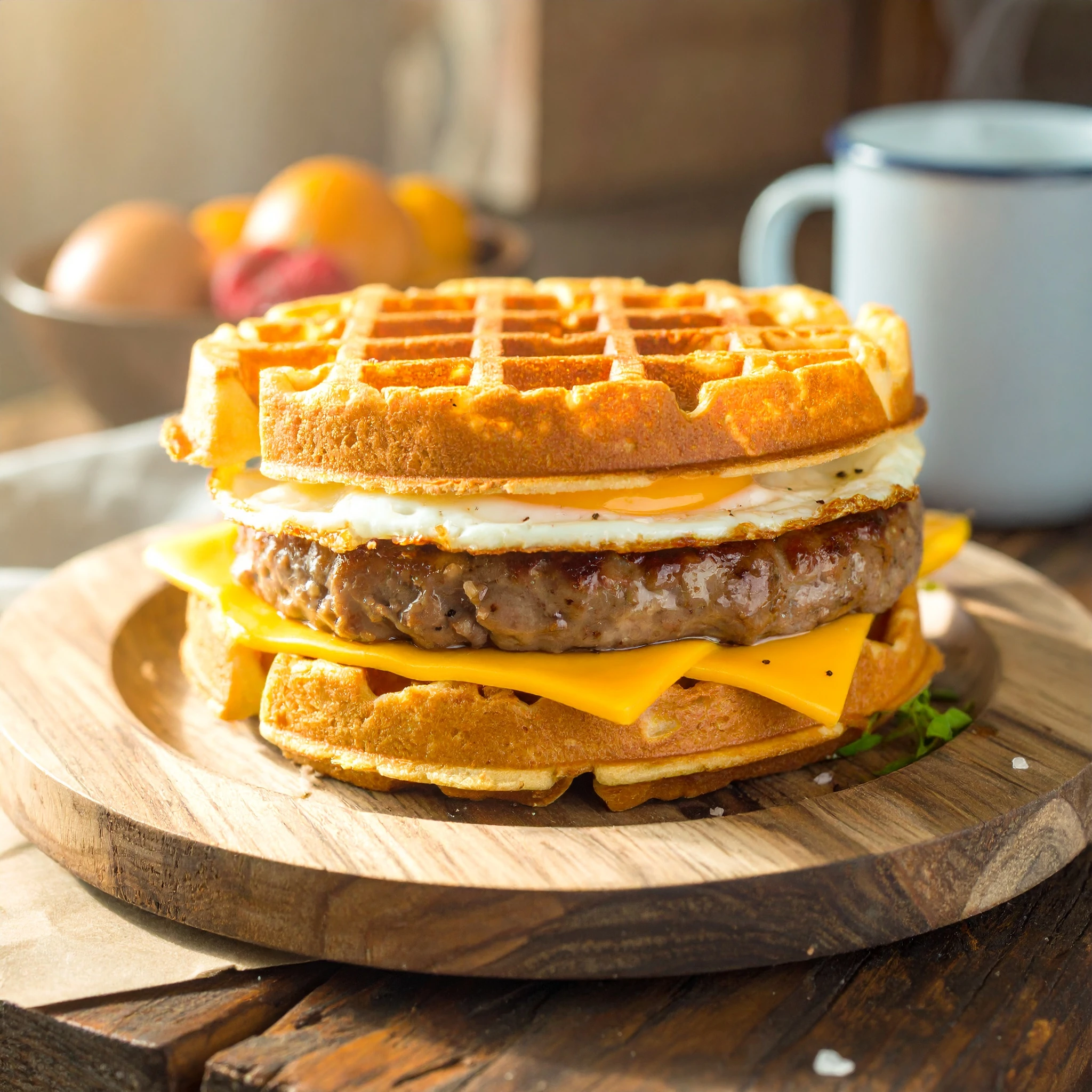 RAW Ssg, Egg & Chse Wfle Sandwich 125g - LCR