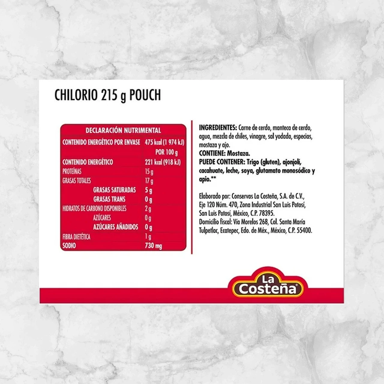 82126 WFMEx Info LA COSTEÑA CHILORIO 215 G Secos