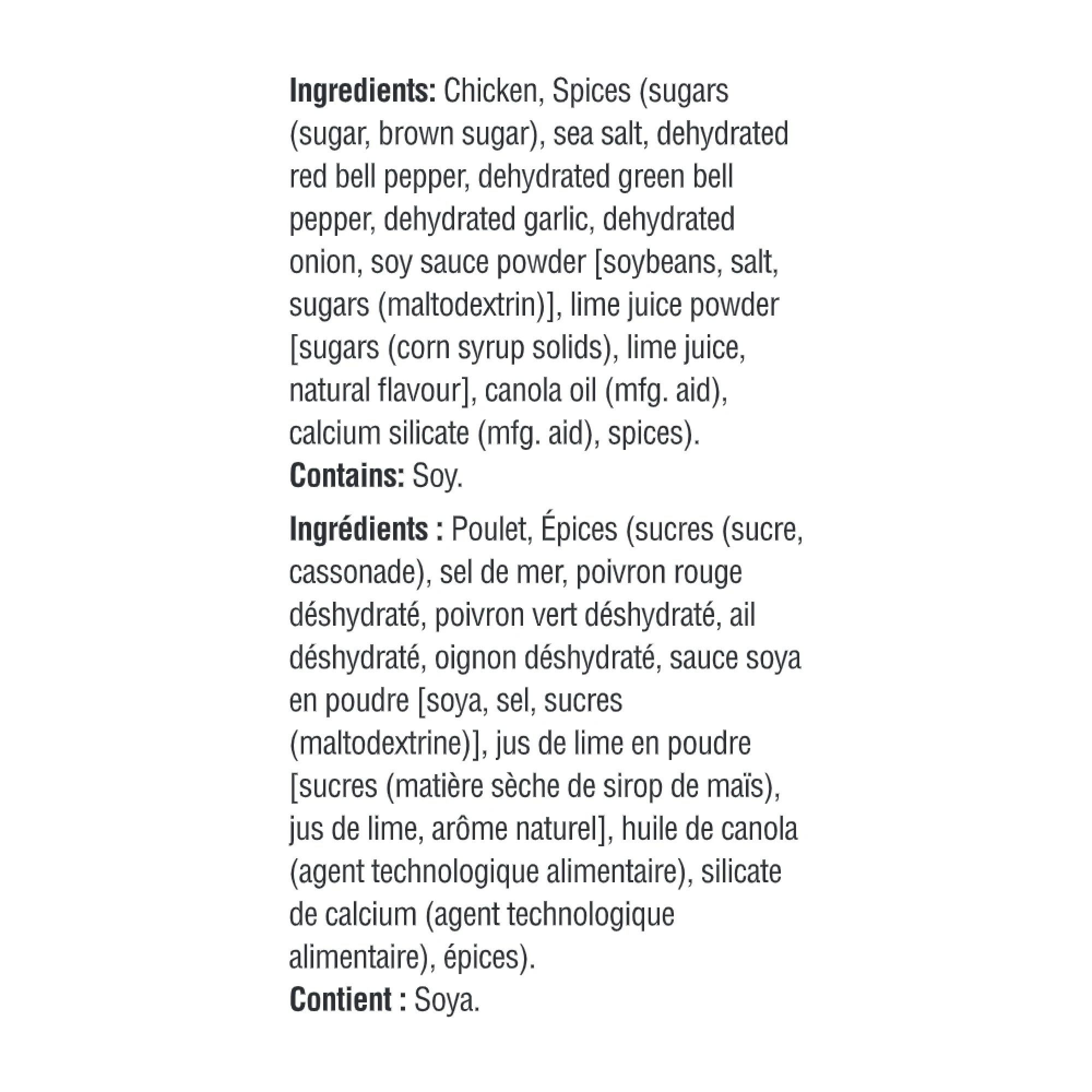 WFC 7041 7104 Chicken LegQuarters Jerk Ingredients