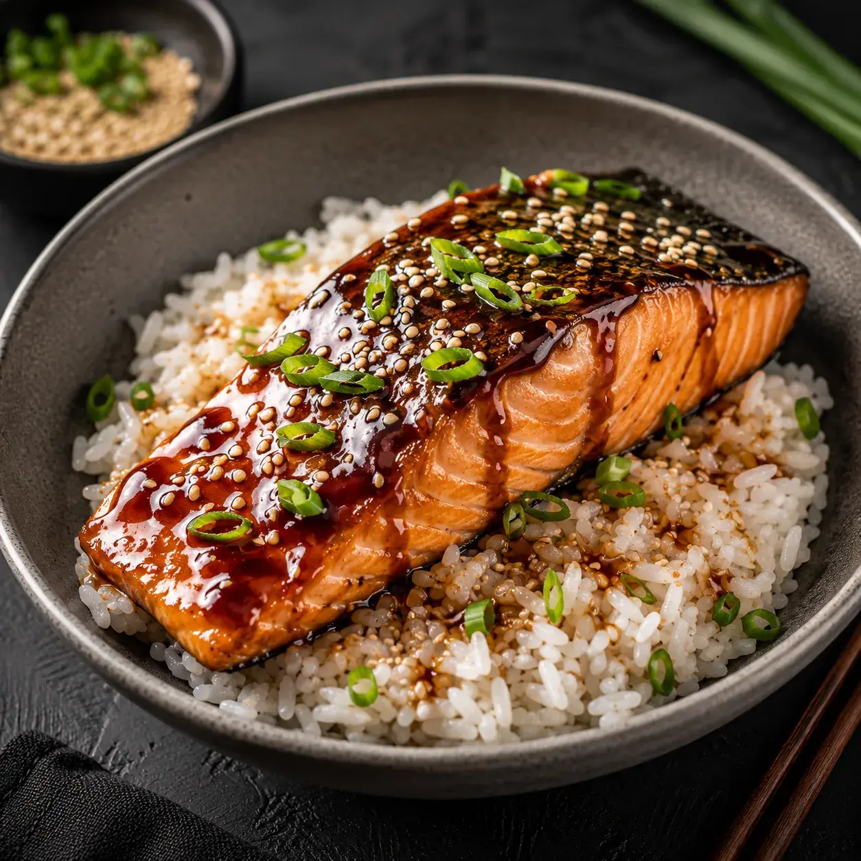 Teriyaki Glazed Salmon with Rice