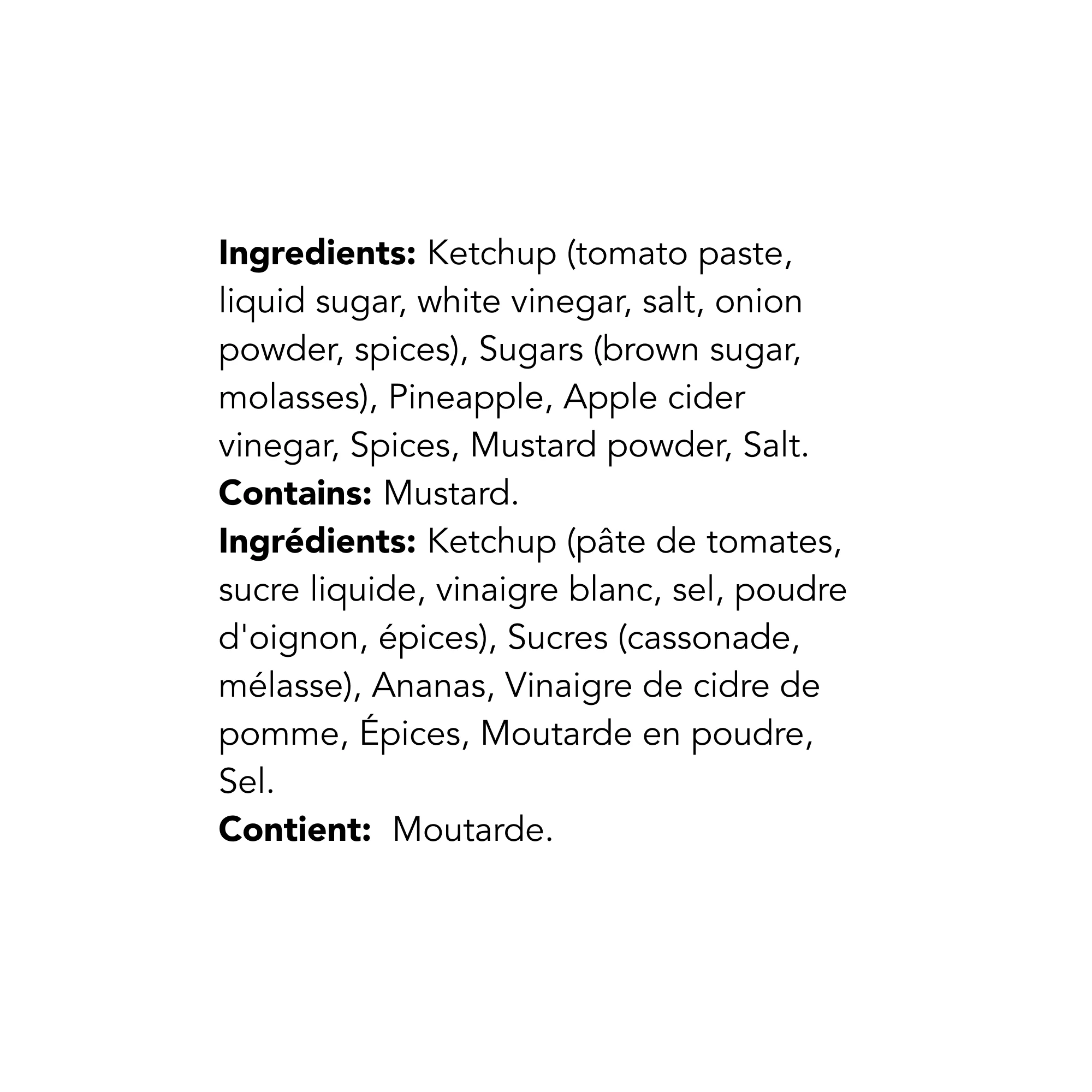 WFC 1404 BBQSauce Original Product Ingredients