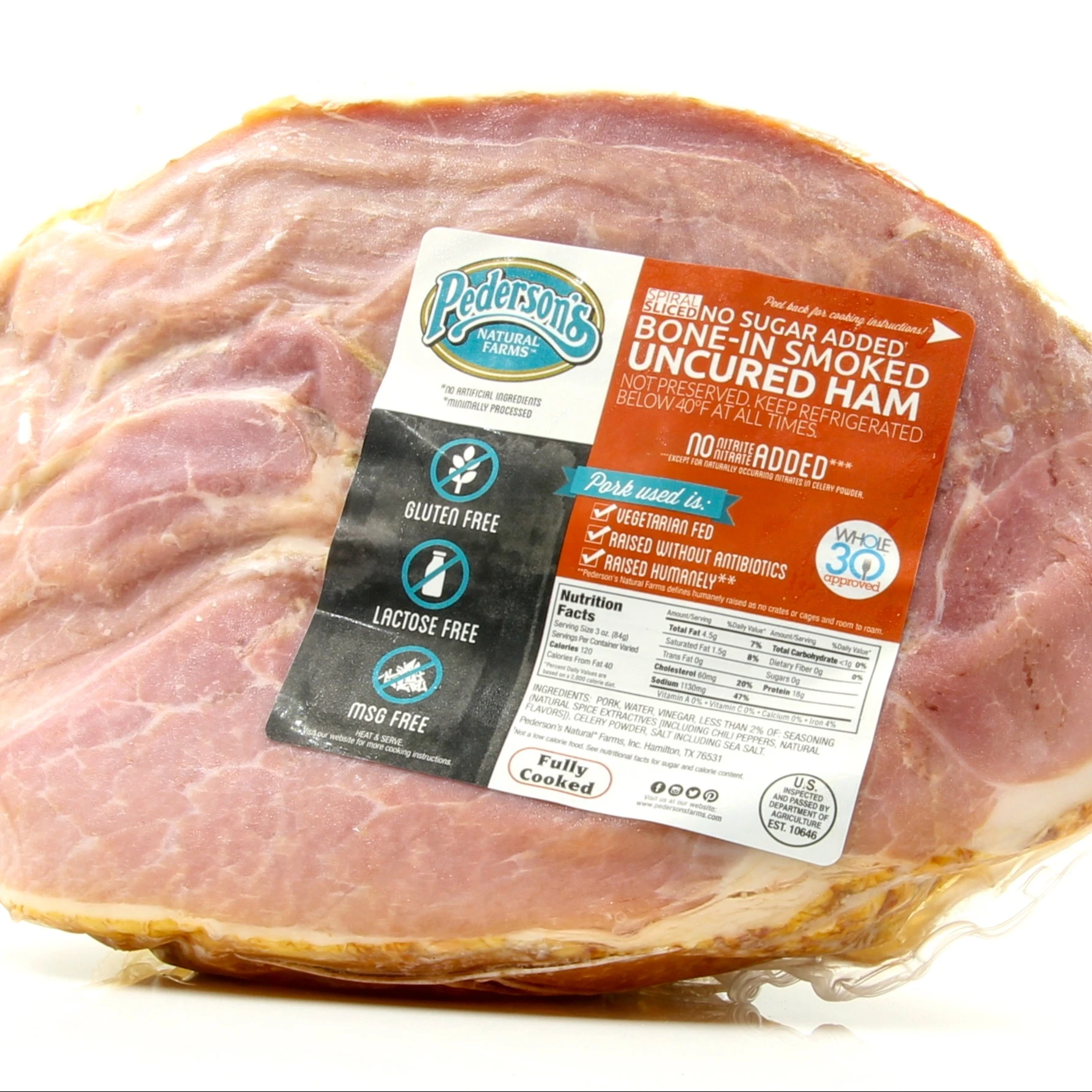 3814 PACKAGE Uncured BI Spiral Sliced Half Ham 