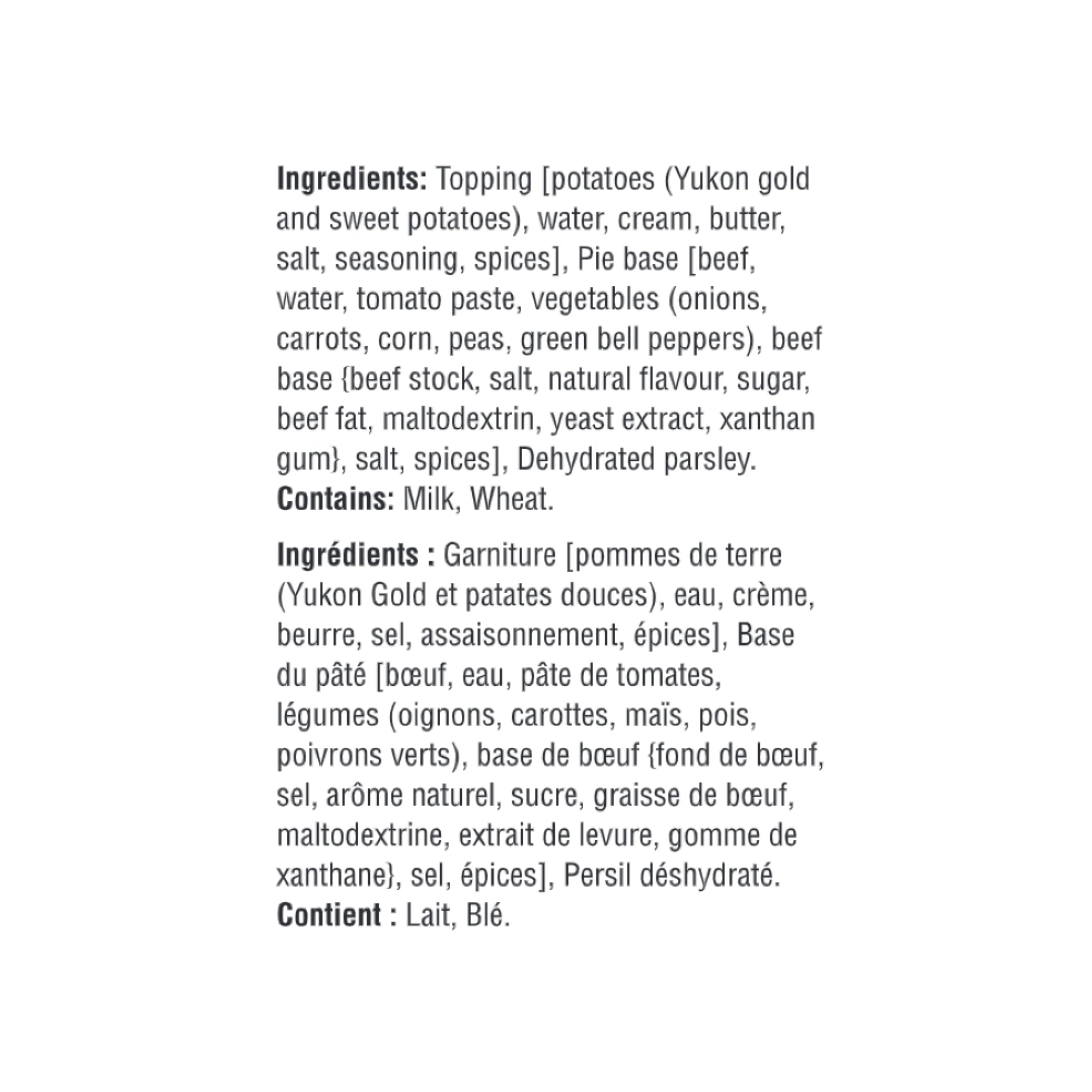 WFC 2533 ValueAdd Family SweetPotatoShepherdsPie Ingredients