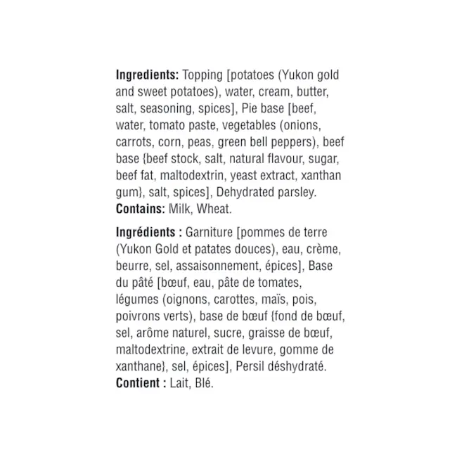 WFC 2533 ValueAdd Family SweetPotatoShepherdsPie Ingredients