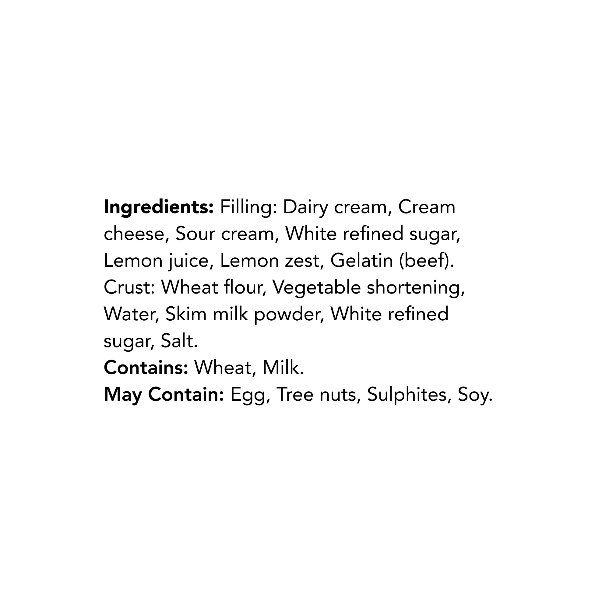 WFC 3853 ValueAdded LemonMousseTart 8in Ingredients