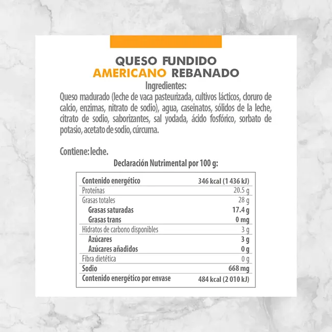 82413 QUESO AMERICANO FUD 140g Info Nutrimental