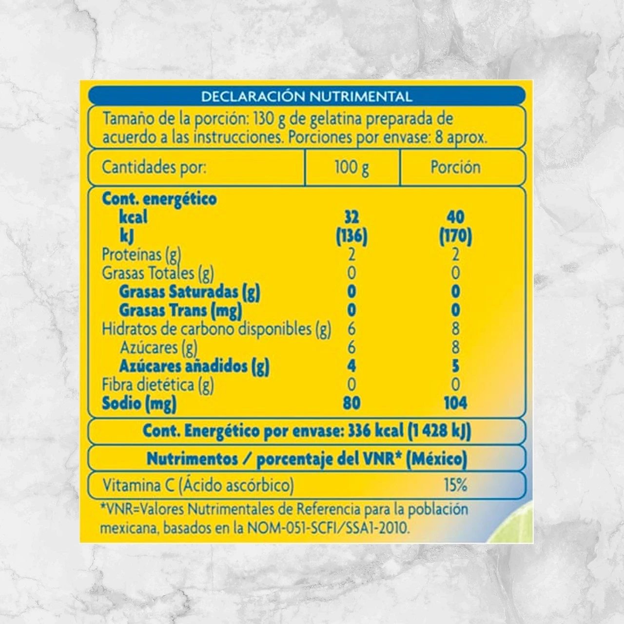 82272 PRONTO GELATINA LIMON 84 G Info Nutrimental