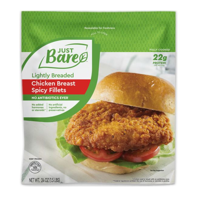 4487 WF PACKAGED CHICKEN BREAST SPICY FILLETS - JUST BARE POULTRY