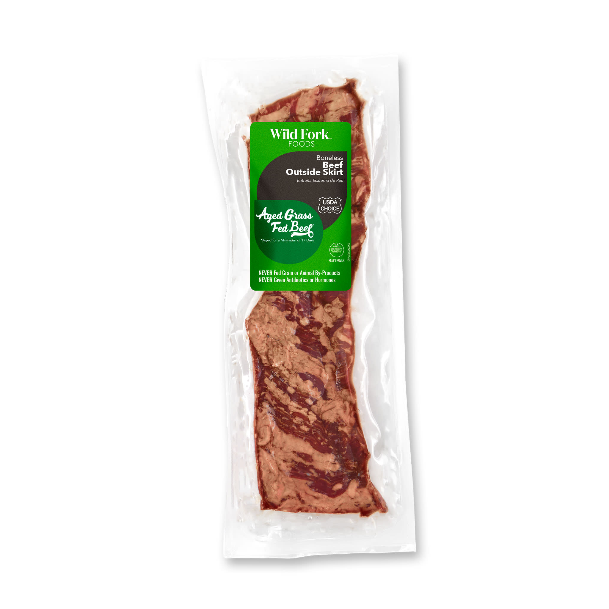 1609 WF PACKAGED USDA Choice Grass Fed Beef Outside Skirt Steak Beef