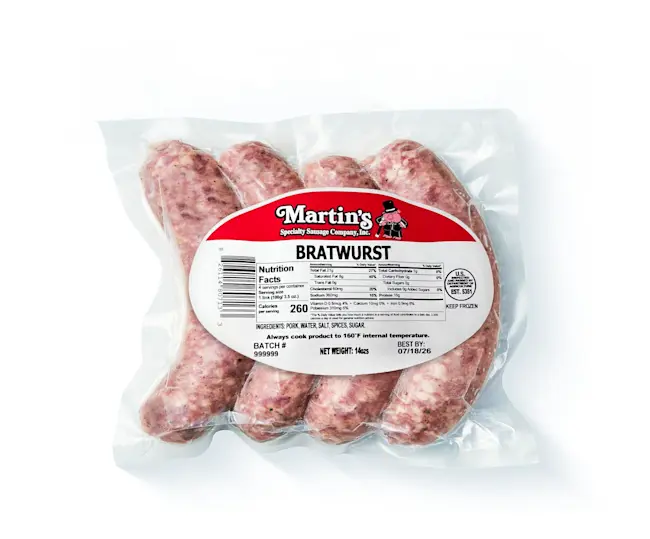 3836 PACKAGED Martins Bratwurst