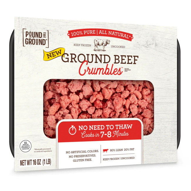 2413 WF PACKAGED Ground Beef Crumbles 80 20 - Pound of Ground BEEF