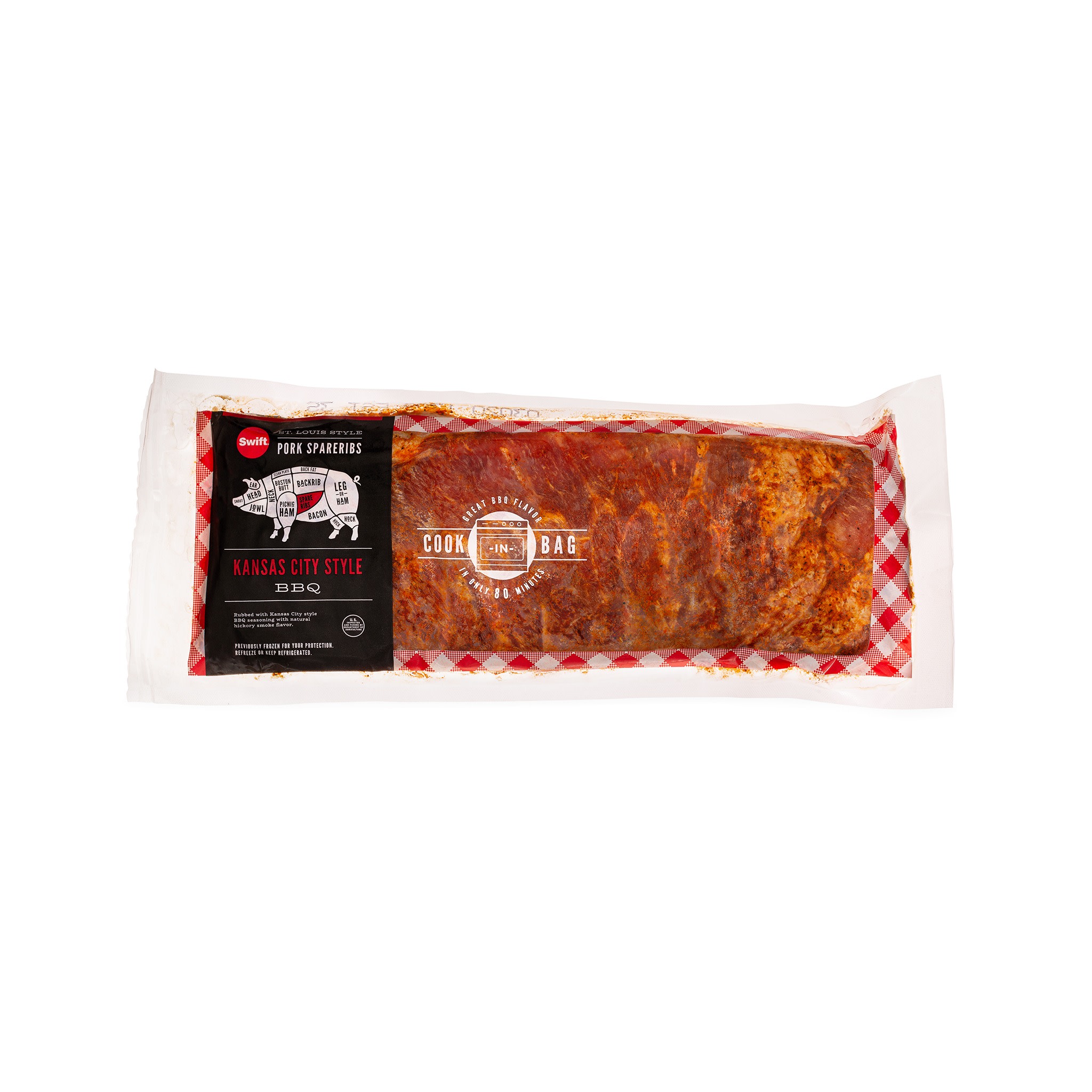 3602 WF PACKAGED St. Louis Ribs Kansas City-Style (Cook-In-Bag) Pork