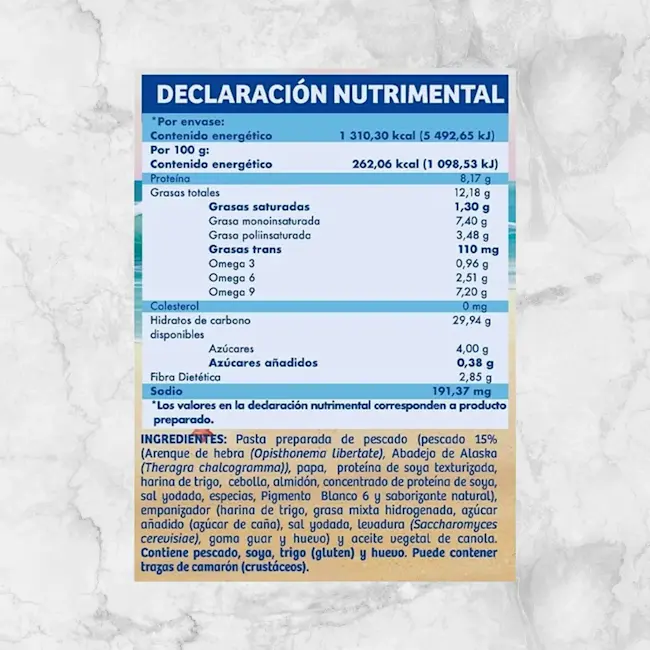 82401 NUGGET DE PESCADO DISNEY 500G Info nutrimental
