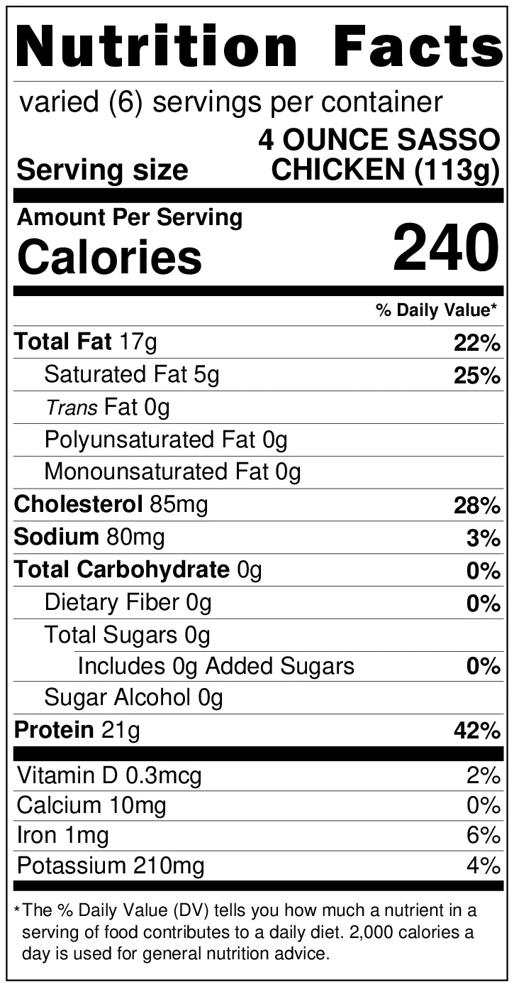 4150 WF NFT sasso chicken whole lbs vs bag